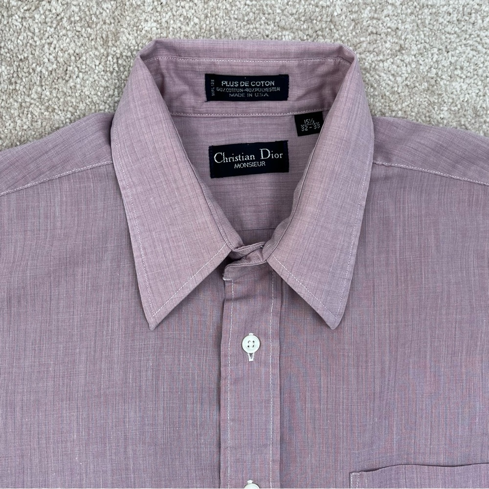 Vintage Christian Dior Shirt Adult Neck 15.5 Pink Button Up Designer Preppy Men - Picture 3 of 12